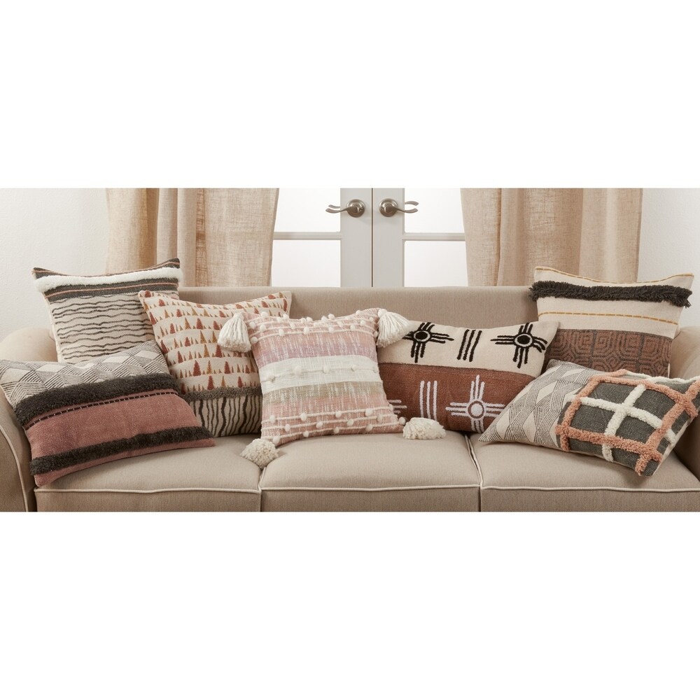 Printed and Tufted Throw Pillow