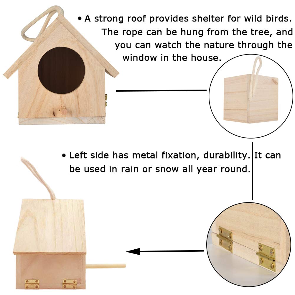 ISHANTECH Wooden Bird House， Hanging Birdhouse for Outside， Garden Patio Decorative Nest Box Bird House