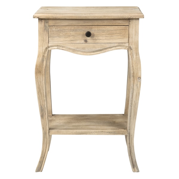 Unfinished Mindi Wood Side Table with Drawer