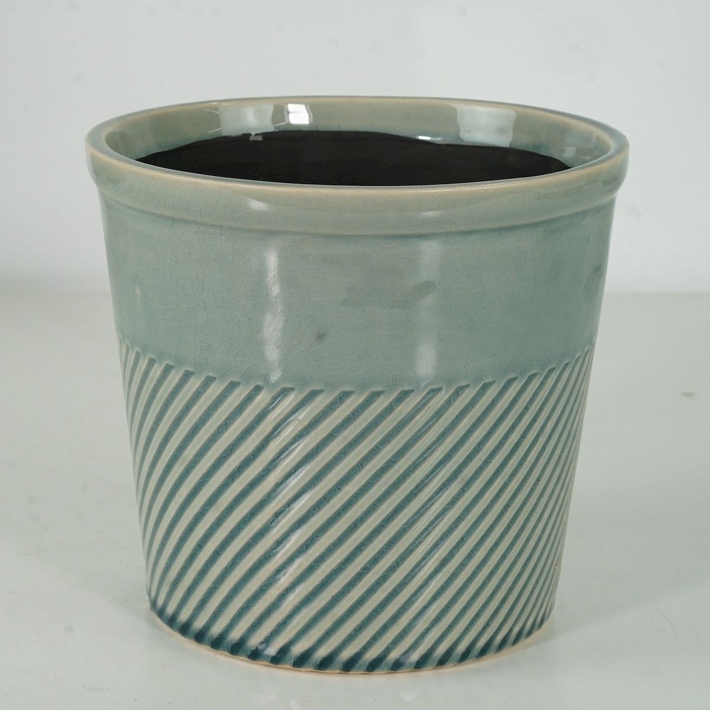 Light Blue With Swirled Stripes Planter