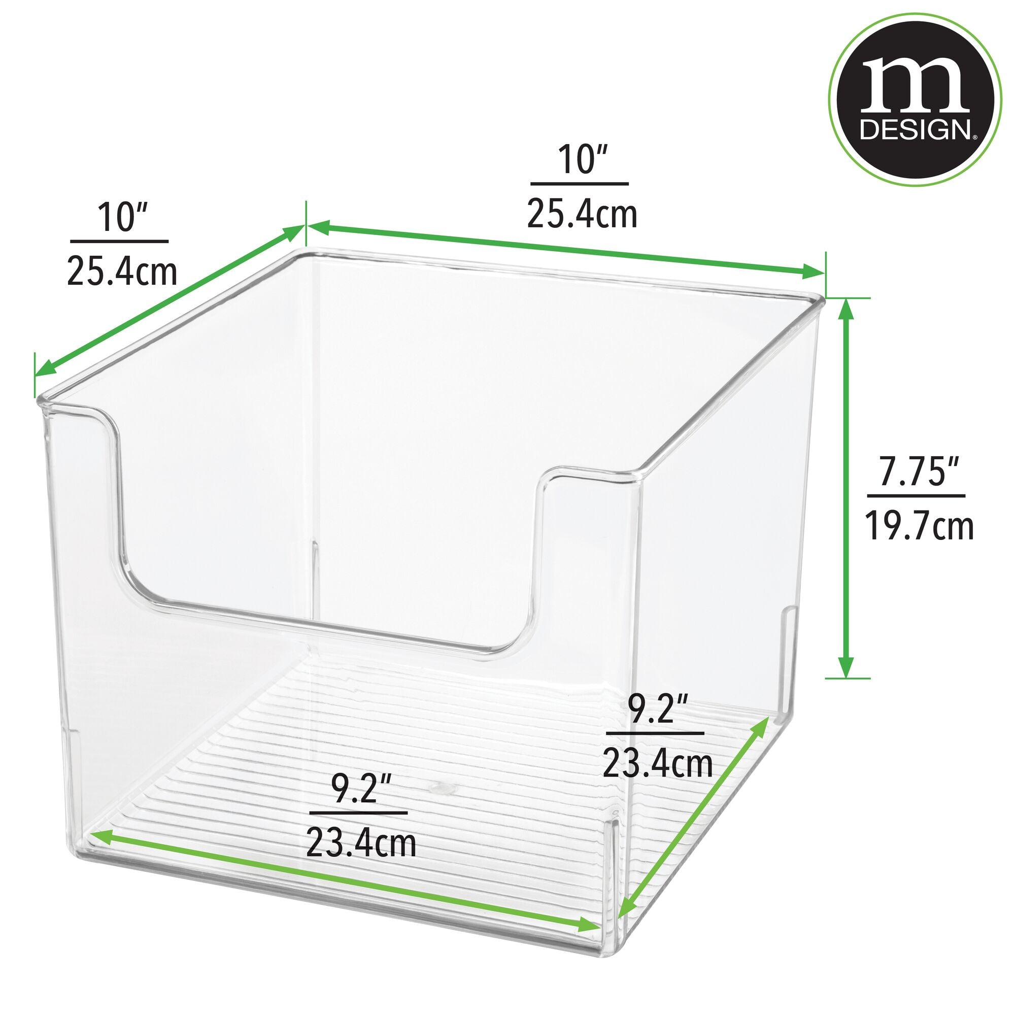 mDesign Plastic Open Front Bathroom Storage Organizer Basket Bin - for Cabinets， Shelves， Countertops， Bedroom， Kitchen， Laundry Room， Closet， Garage - 4 Pack - Clear