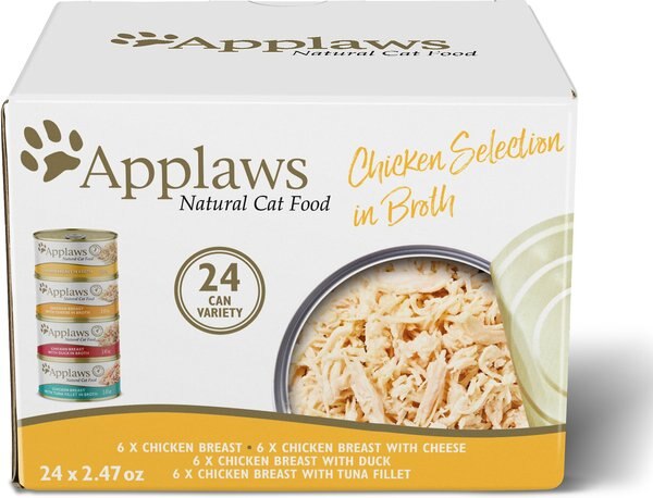 Applaws Chicken Broth Variety Pack Wet Cat Food， 2.47-oz， case of 24