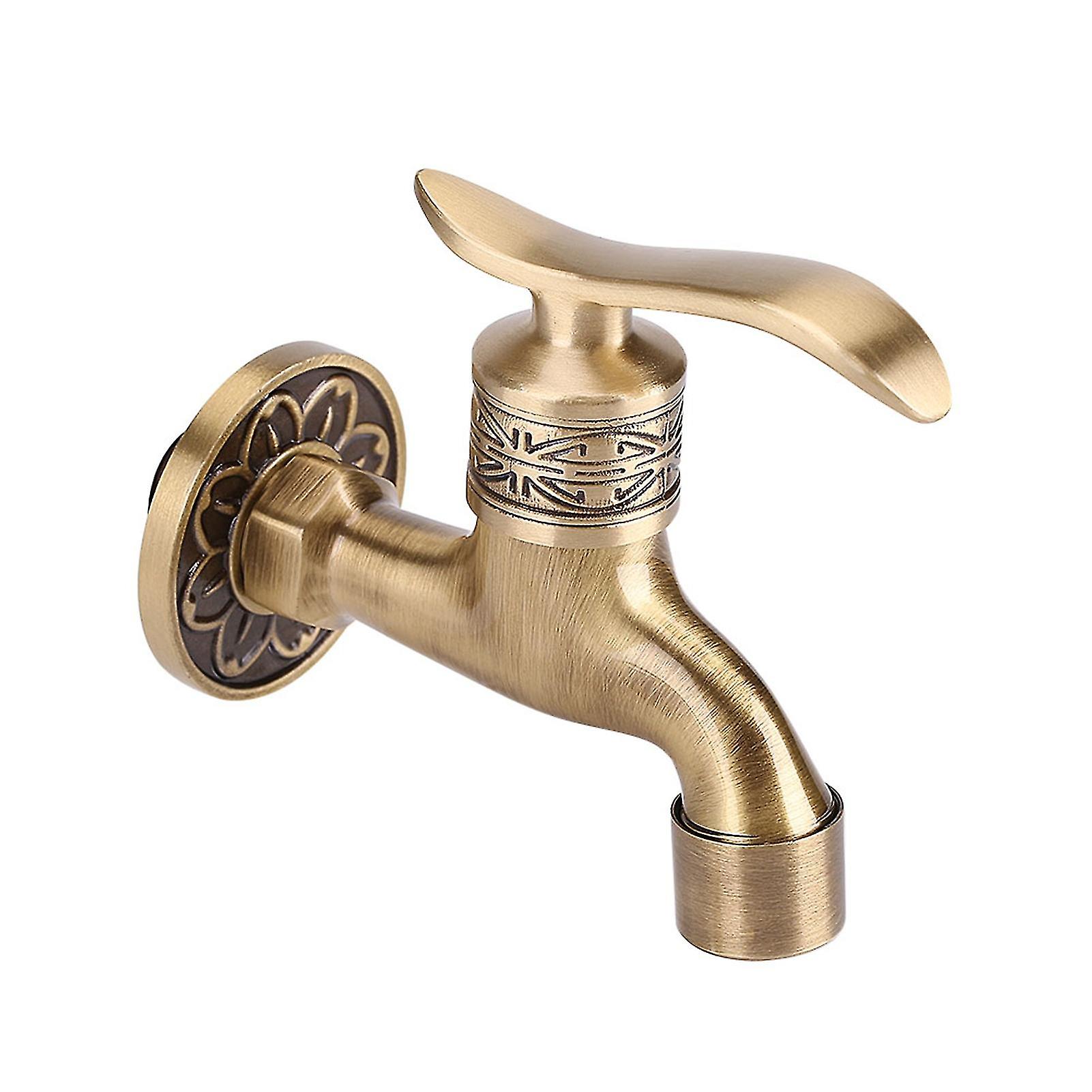 Antique Style Brass Washing Machine Faucet Wall Mount Laundry Cold Water Tap Bathroom Use