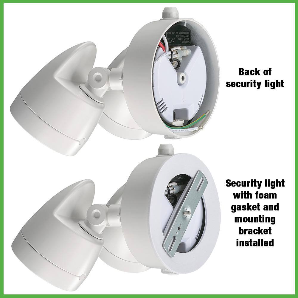 Commercial Electric Dusk to Dawn Sensor White Exterior Outdoor Twin Head LED Flood Light Security 1200 to 2400 Lumens 4000K Wet Rated 51405192