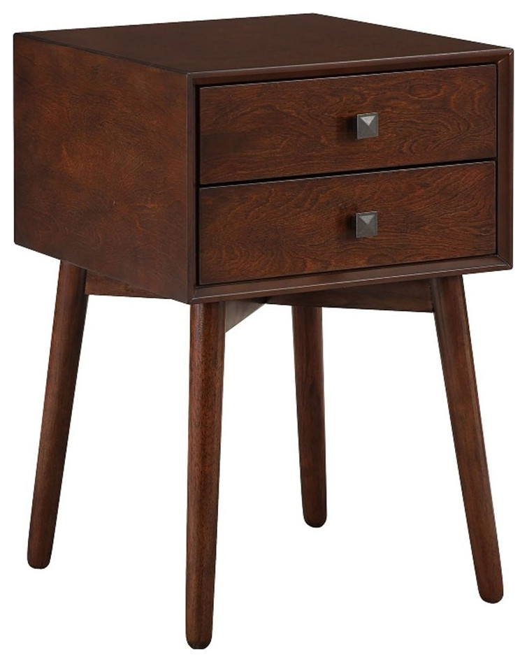 Furniture of America Alto Mid Century Wood 2 Drawer Side Table in Light Oak   Midcentury   Side Tables And End Tables   by Homesquare  Houzz