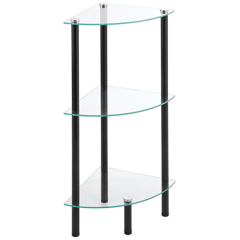 mDesign Glass/Metal Household Corner Organizer Shelf