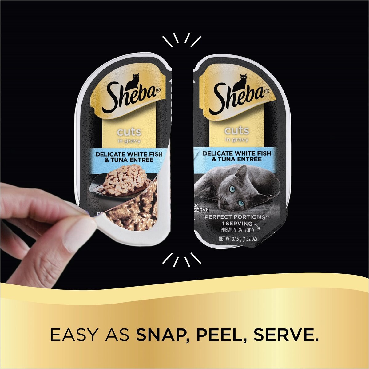 Sheba Perfect Portions Grain-Free Delicate Whitefish and Tuna Cuts in Gravy Entree Cat Food Trays