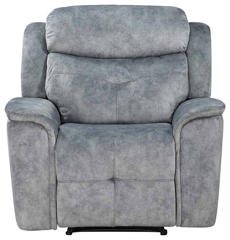 Modern Recliner Chair  Manual Mechanism With Tight Cushion Backrest  Silver Gray   Contemporary   Recliner Chairs   by Declusia  Houzz