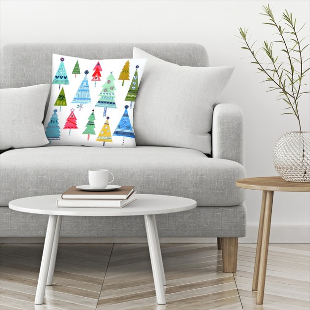 Americanflat Kids Botanical Christmas Trees Collage By Liz And Kate Pope Throw Pillow