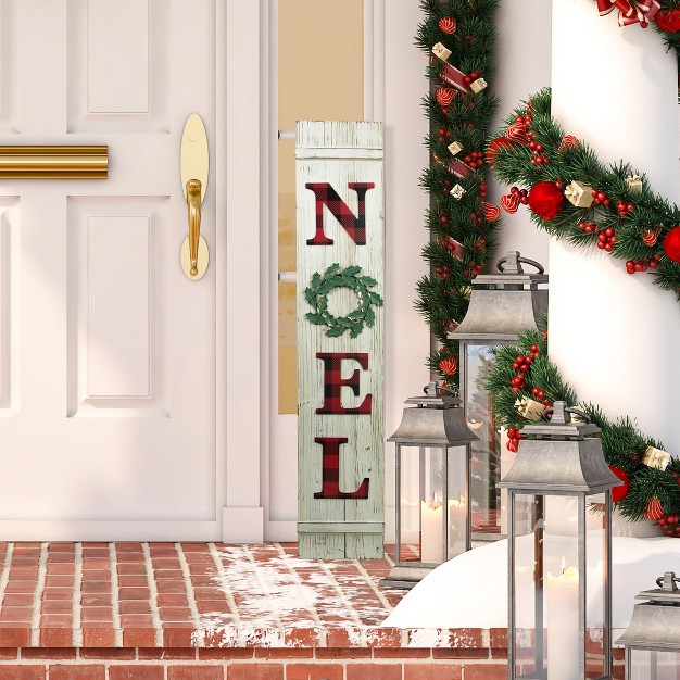 Red Buffalo Plaid Wooden Noel Christmas Wall Sign