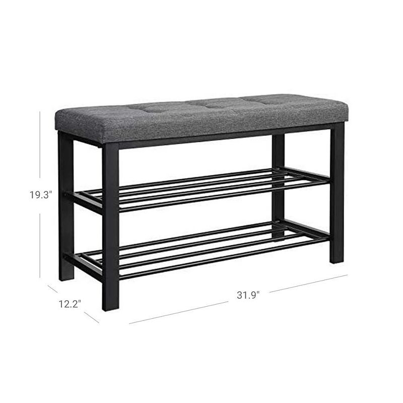 3-Tier Shoe Rack for Entryway， Storage Organizer with Foam Padded Seat