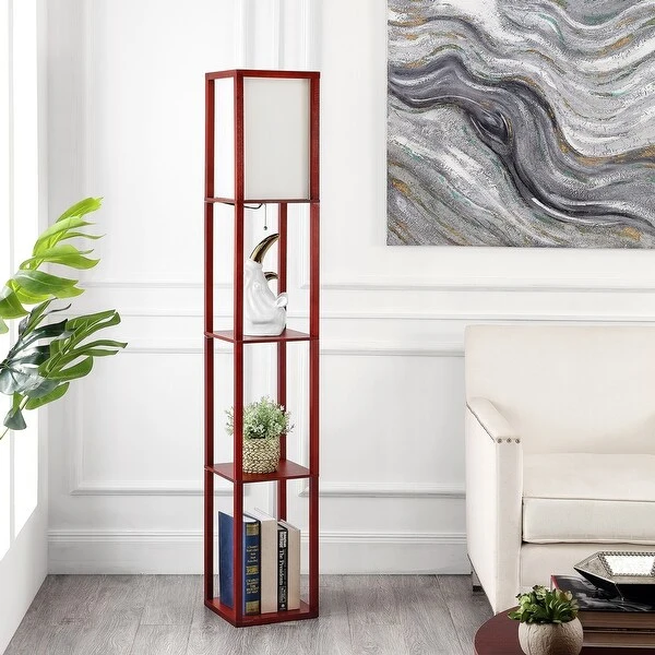 GetLedel 63-inch Etagere Floor Lamp with 3-tier Storage Shelf