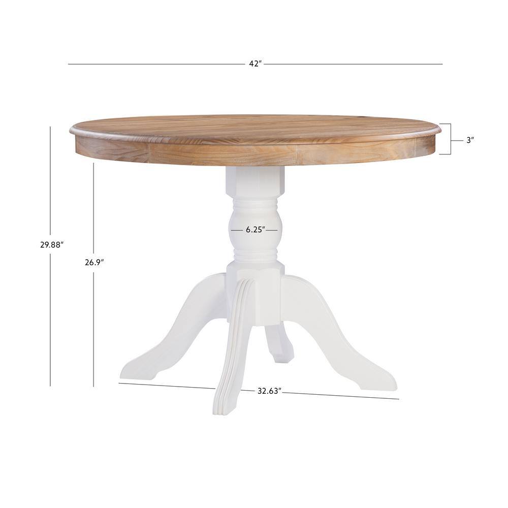 Linon Home Decor Linon Barnett White and Natural Pedestal Dining Table THD02676