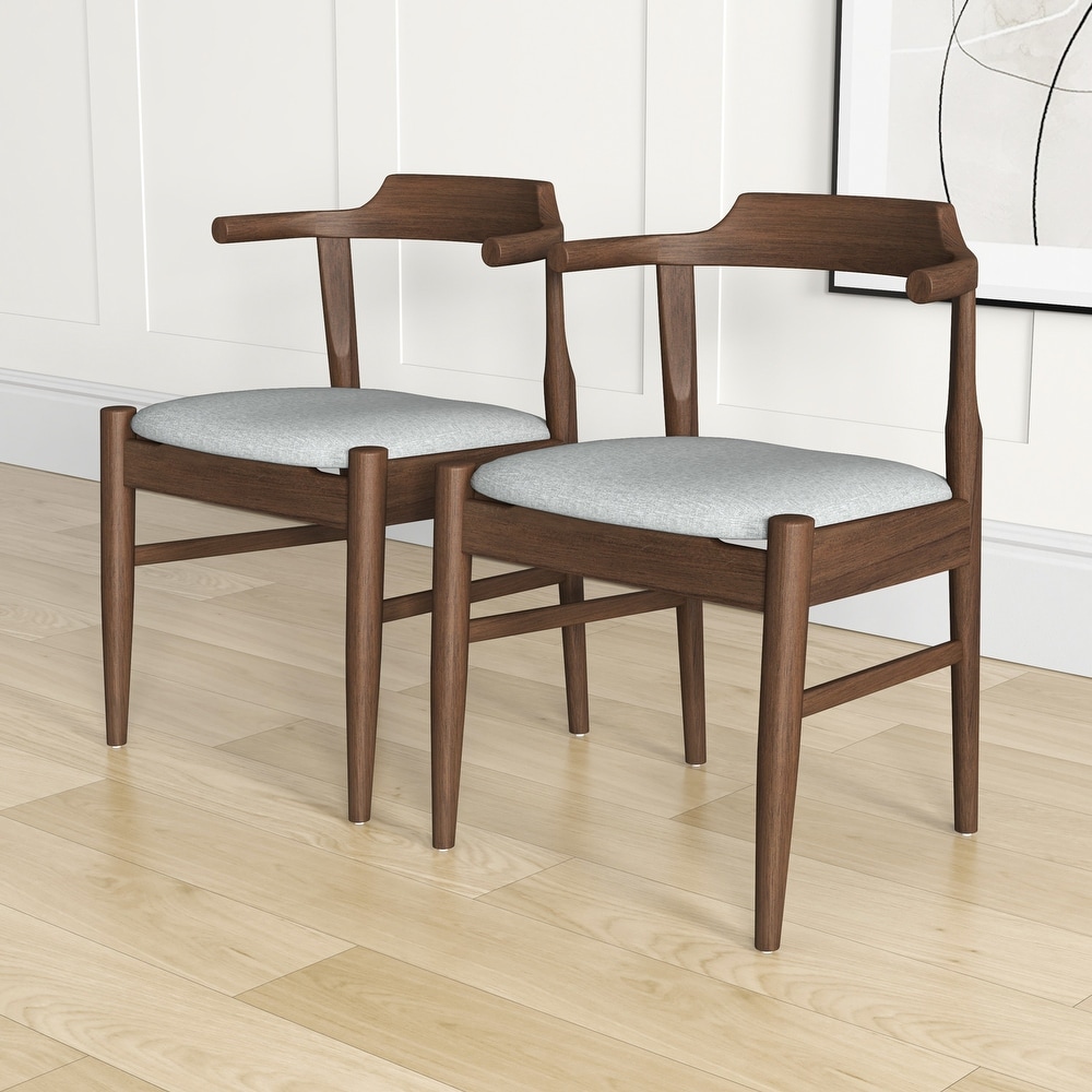 Zidane Grey Fabric and Medium Brown Wood Dining Chairs (Set of 2)   0