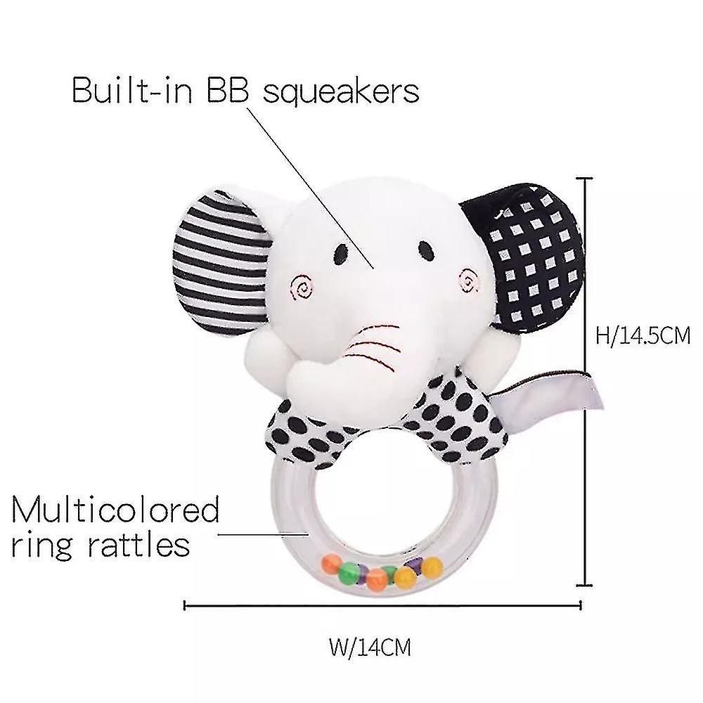 Newborn Baby Soft Rattles Sensory Toys High Contrast Black And White Handheld Rattle Plush Toy Gift