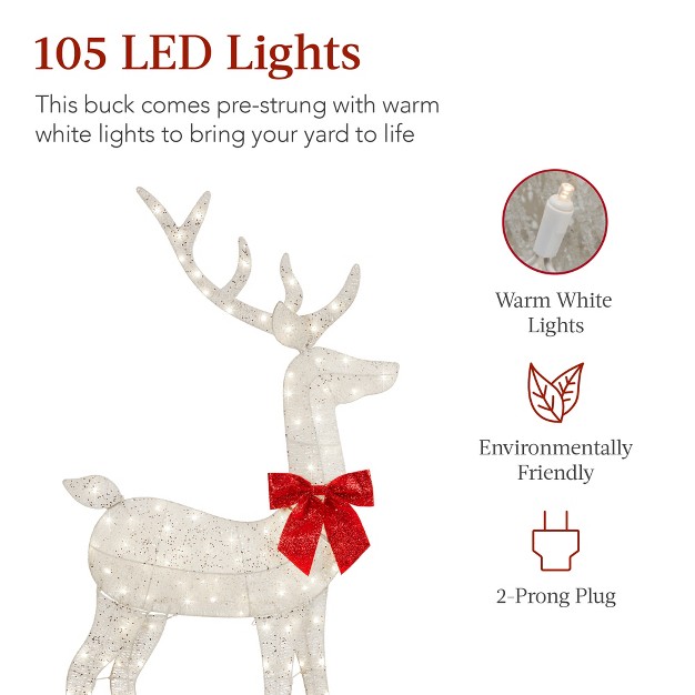 Best Choice Products 5ft Lighted 2d Christmas Buck Outdoor Yard Decoration W 105 Led Lights Stakes