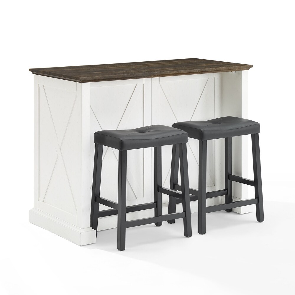 Crosley Clifton Kitchen Island W/Uph Saddle Stools   43\