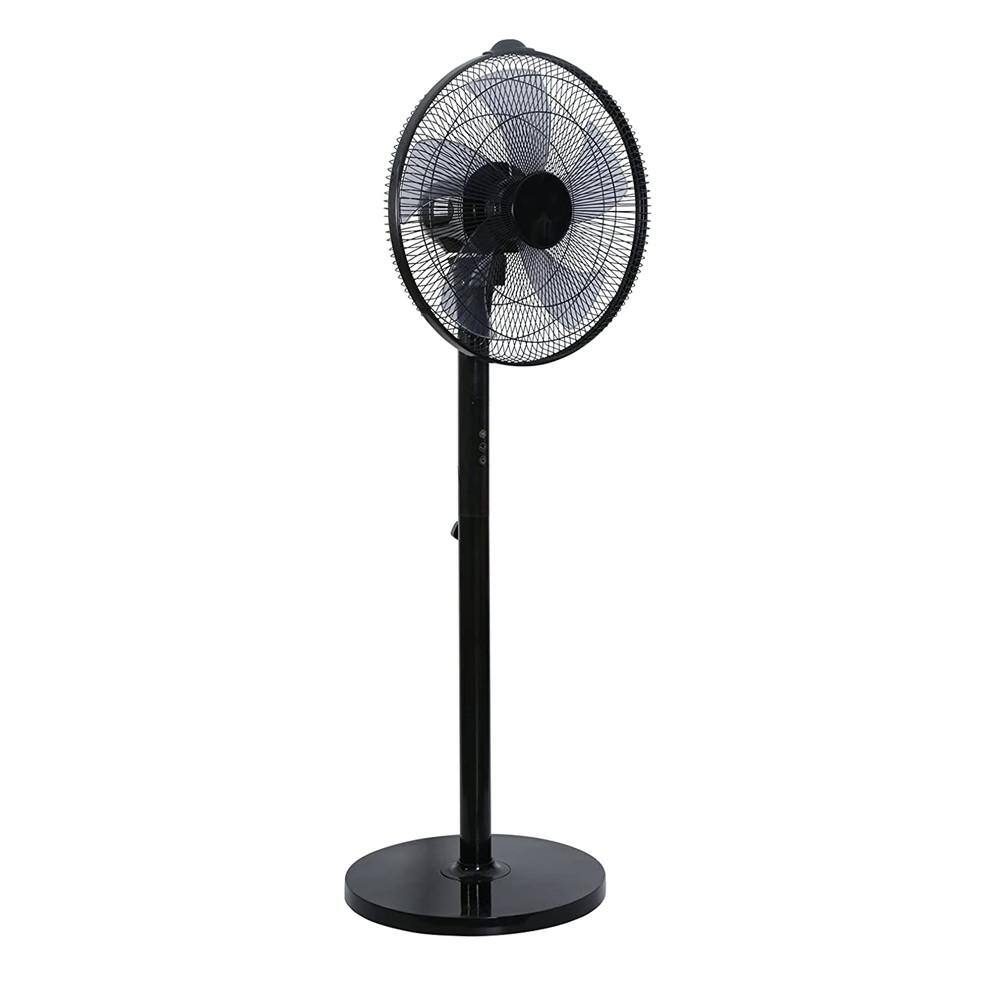 Aoibox Simple Deluxe Oscillating 14 .5 in. Adjustable 12-Speeds Pedestal Stand Fan with Remote Control 9-Hours Timer Black SNMX2863