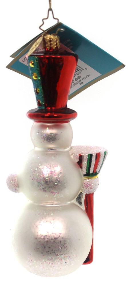 Christopher Radko FOUR SQUARE FELLOW Glass Ornament Snowman Top Hat   Contemporary   Christmas Ornaments   by Story Book Kids Inc  Houzz