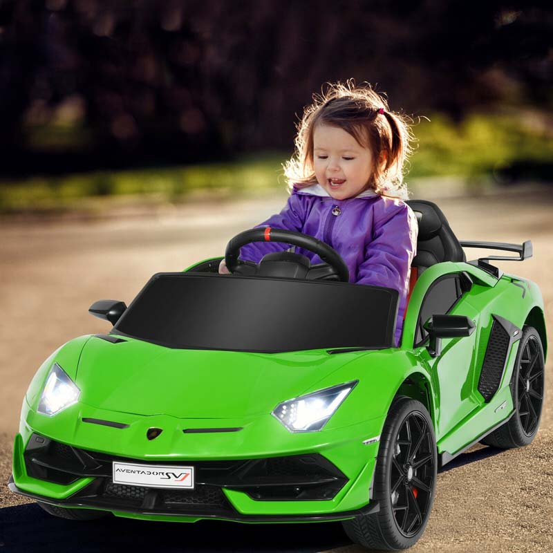 Licensed Lamborghini SVJ Kids Ride-On Car, 12V Battery Powered Sports Car Toy with Trunk & Remote