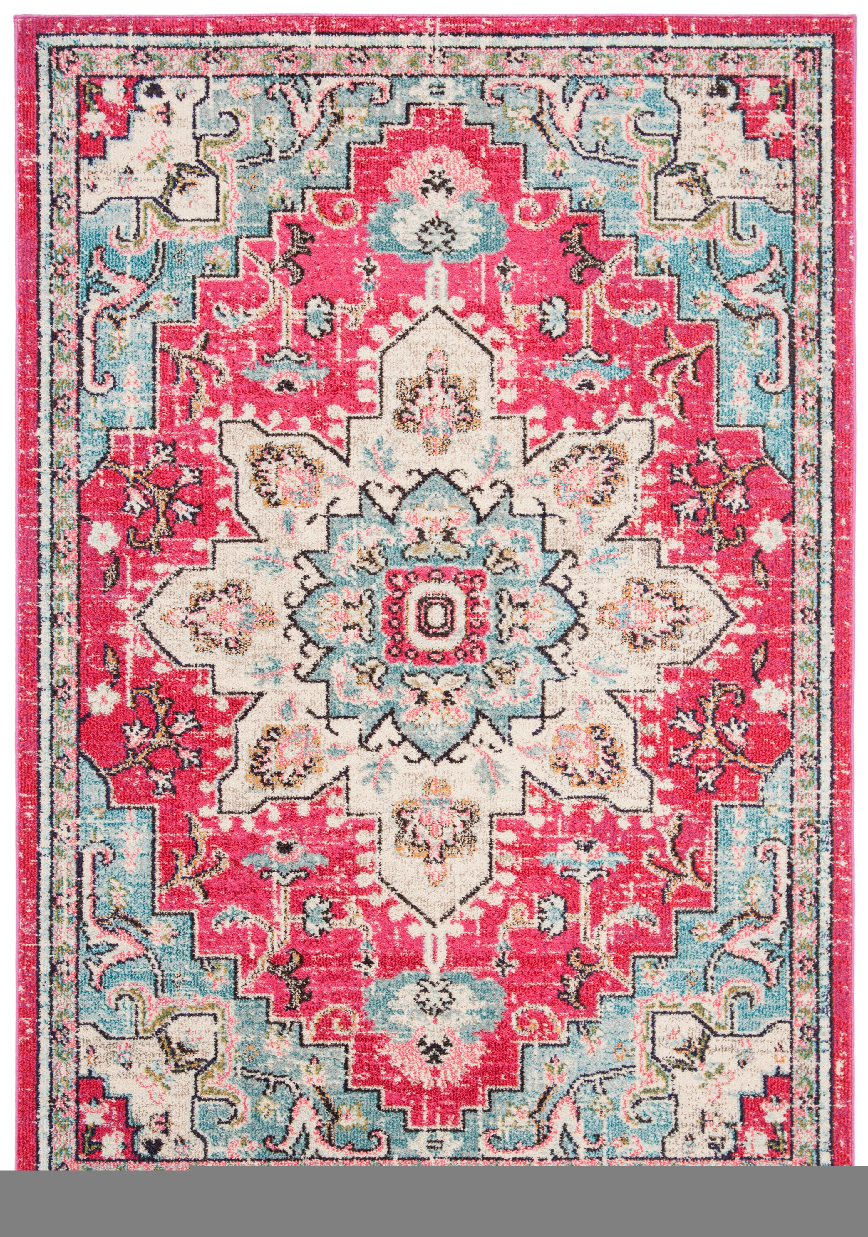 SAFAVIEH Madison Dalia Vintage Traditional Area Rug， Fuchsia/Blue， 53 x 76