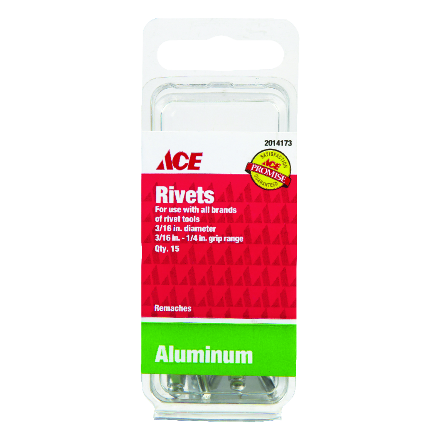 Ace 3/16 in. D X 1/4 in. Aluminum Rivets Silver 15 pk