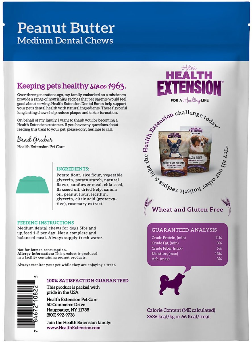 Health Extension Peanut Butter Flavored Dental Dog Treats