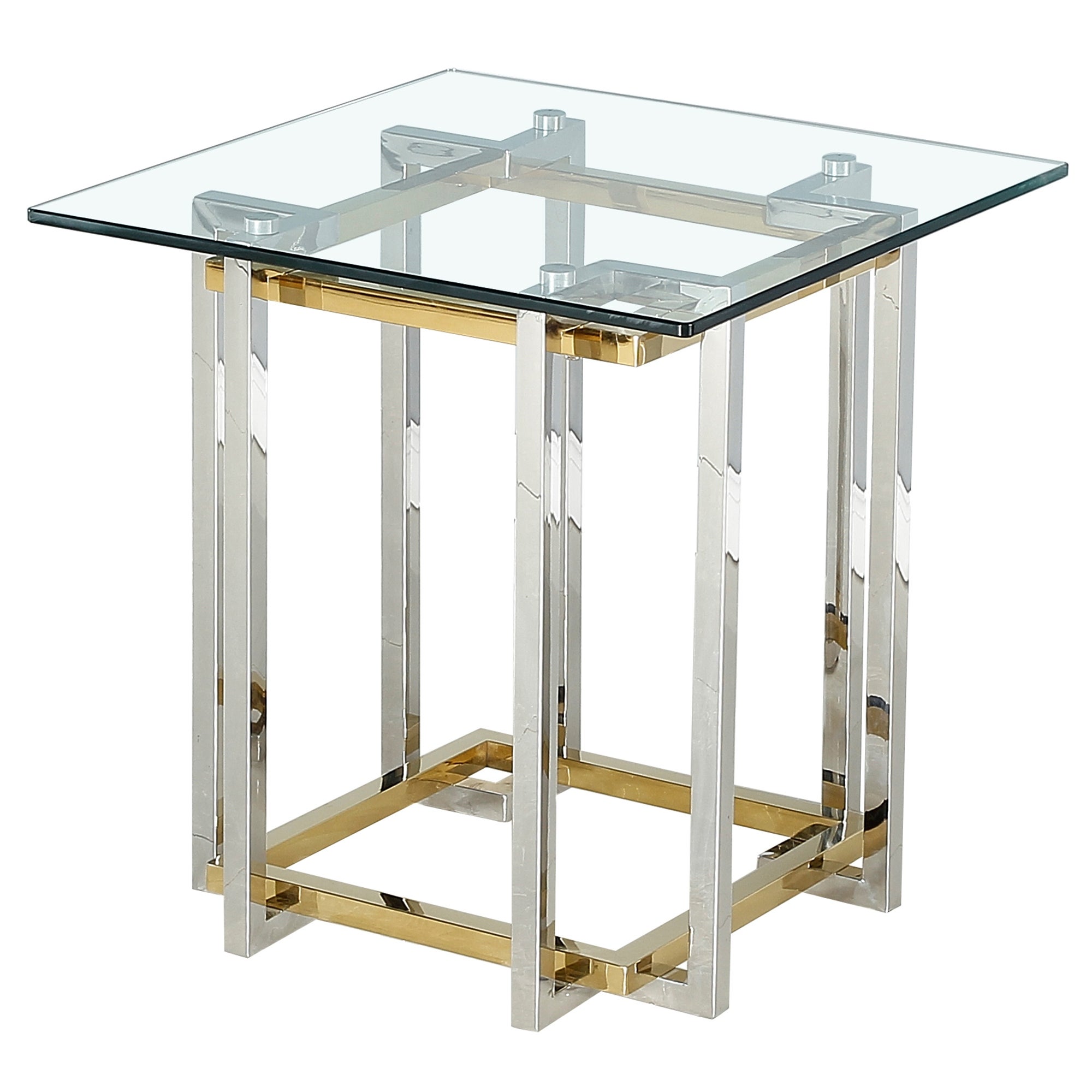 Contemporary Glass and Metal Accent Table