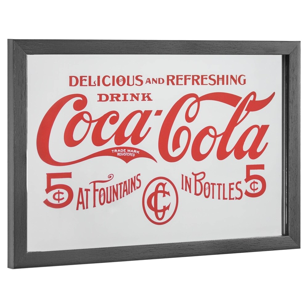 Officially Licensed Drink Coca Cola Screen Printed Framed Accent Mirror for Man Cave  Bar  Garage (10\