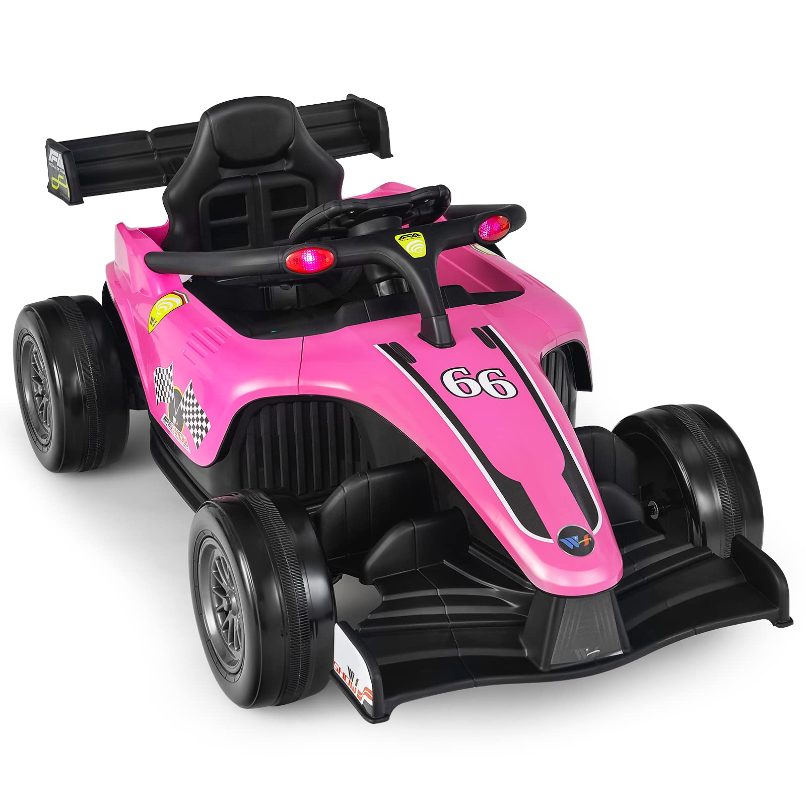 Costzon Kids Ride on Car, 12V Battery Powered Electric Racing Truck w/ Remote Control, Spring Suspension