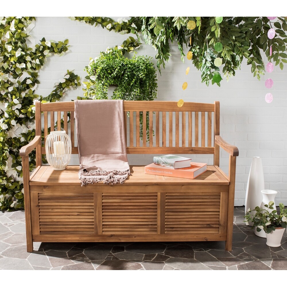 SAFAVIEH Outdoor Living Brisbane Brown Storage Bench   50\