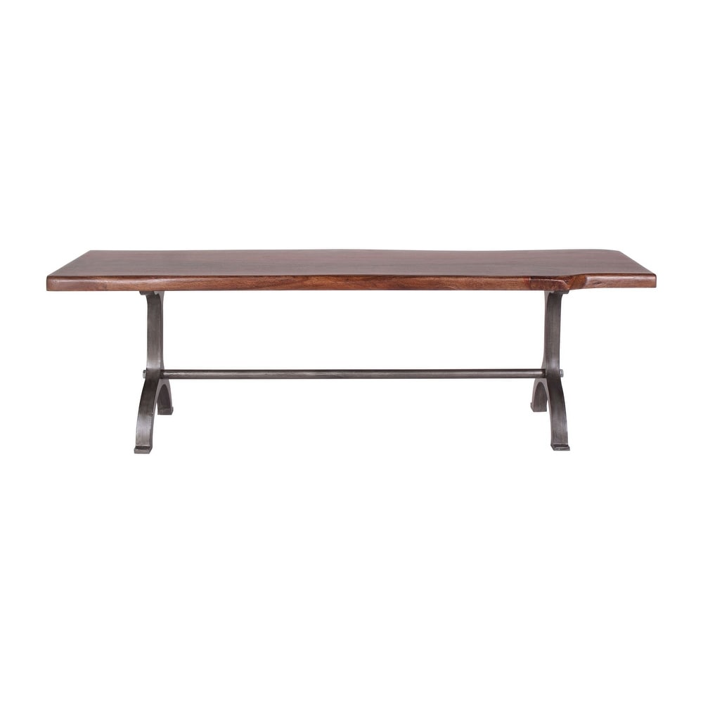 Dala Industrial Iron   Acacia Natural Edge Dining Bench  56 inch