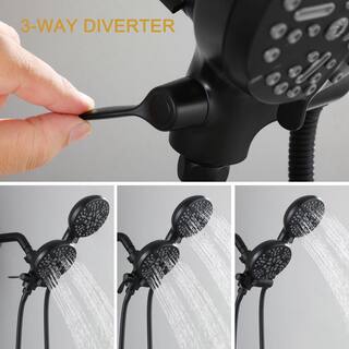 Boyel Living 5-Spray Patterns with 2.5 GPM 4.72 in. Wall Mount Dual Shower Heads in Matte Black (Valve and Handle Trim Included) SMD-88014B