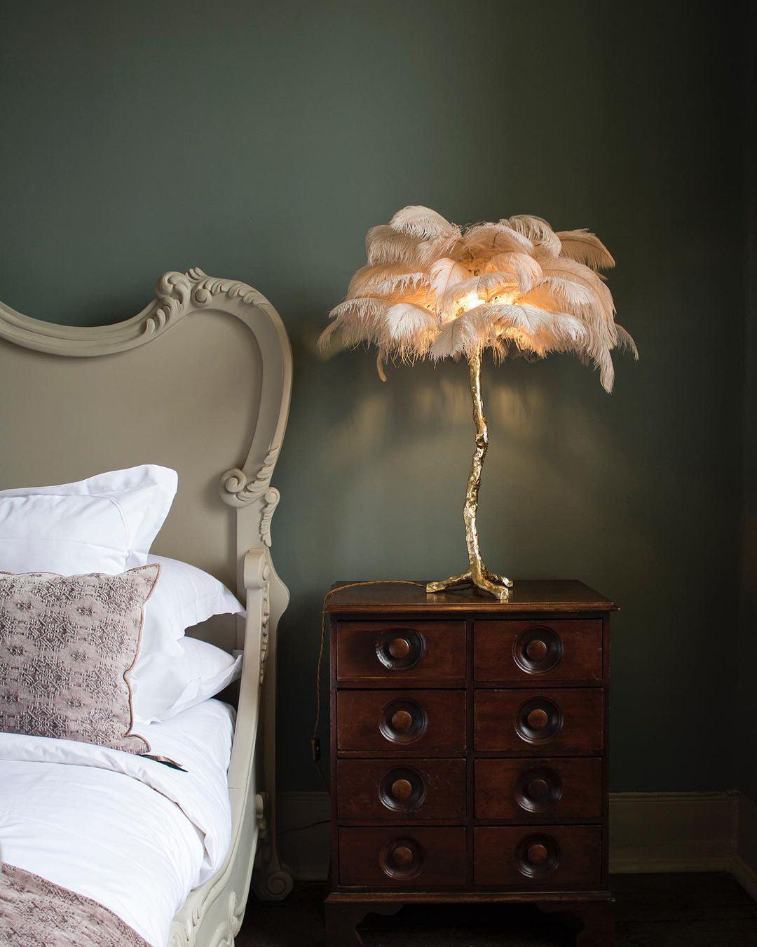 Ostrich Feather Table Lamp