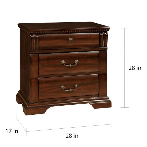 Furniture of America Tay Traditional Cherry Bed and Nightstand - - 10001125