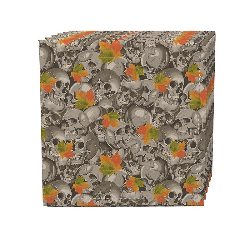 Napkin Set， 100% Polyester， Set of 4， 18x18， Steel Fall Skulls