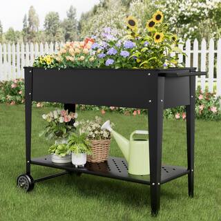 Tozey 38 in. W x 31 in. H Outdoor Movable Metal Elevated ​Garden Bed Cart with Wheels T-GB22-0072-0