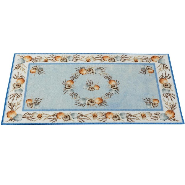 Collections Etc Seashell And Coral Skid resistant Coastal Accent Rug