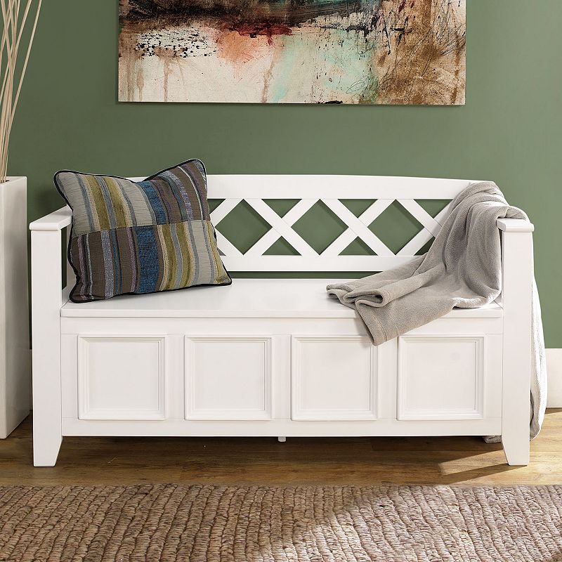 Simpli Home Amherst Pine Entryway Storage Bench