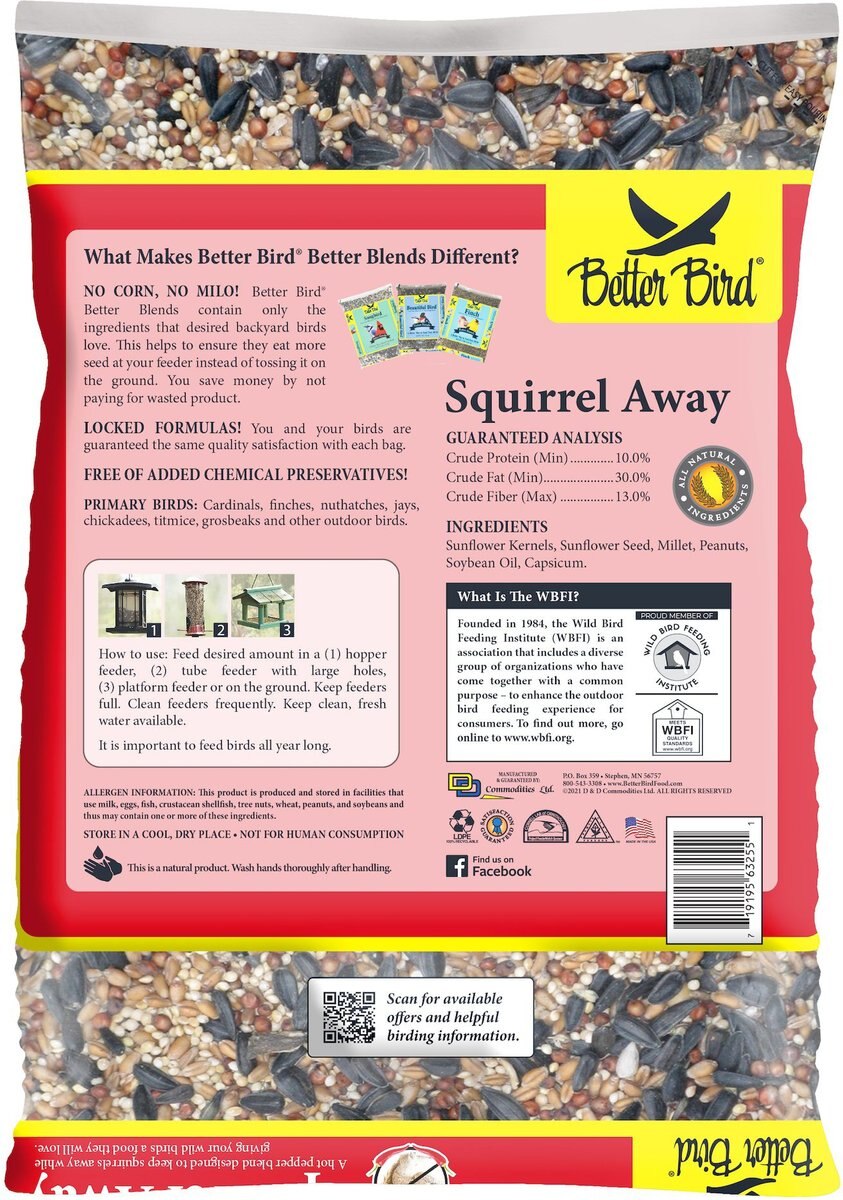 Better Bird Squirrel Away Bird Food， 5-lb bag