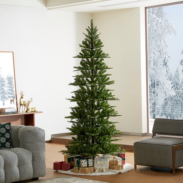 Glitzhome 7.5ft/9ft PreLit Evergreen Slim Fir Artificial Christmas Tree With Strawberry Lights