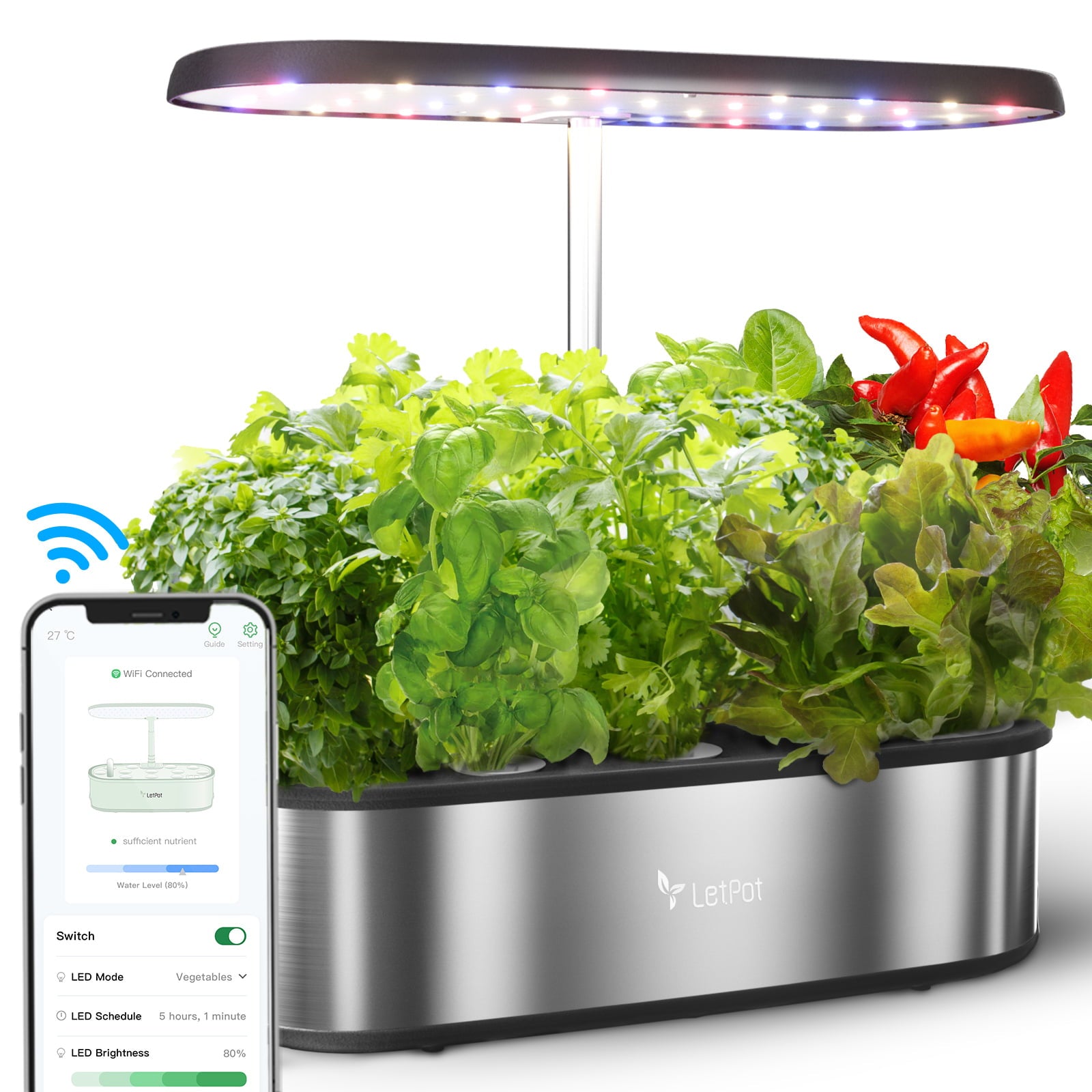 LetPot APP Controlled Smart Hydroponics Growing System SE with Grow Lights 12-Pods 19