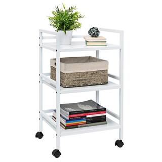 Honey-Can-Do 3-Tier Steel 4-Wheeled Utility Cart in White CRT-09622