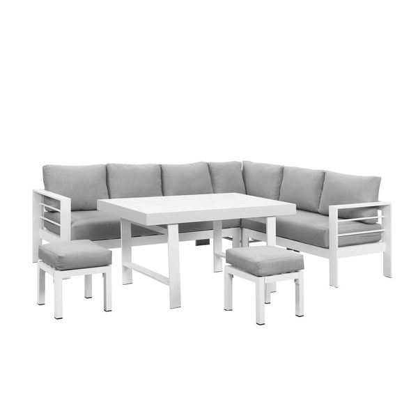 6Pieces Outdoor Dining Set with Aluminum Frame and Cushions