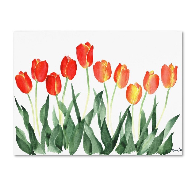 X 19 quot Tulips By Nicky Kumar Trademark Fine Art Gallery wrapped Giclee Print Modern Floral Canvas Artwork