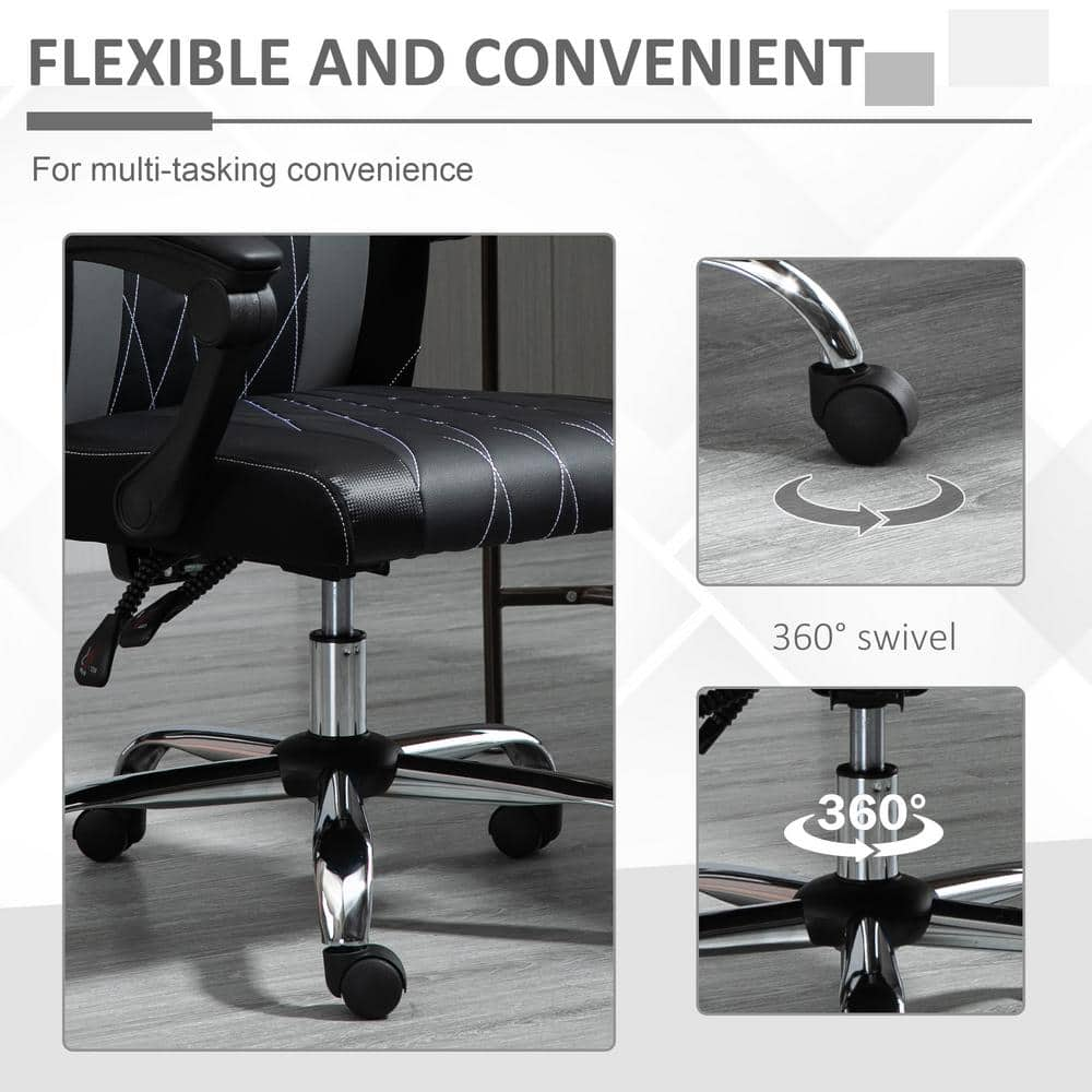 Vinsetto Grey PU Ergonomic Desk Chair with Non-Adjustable Arms 921-469V80GY