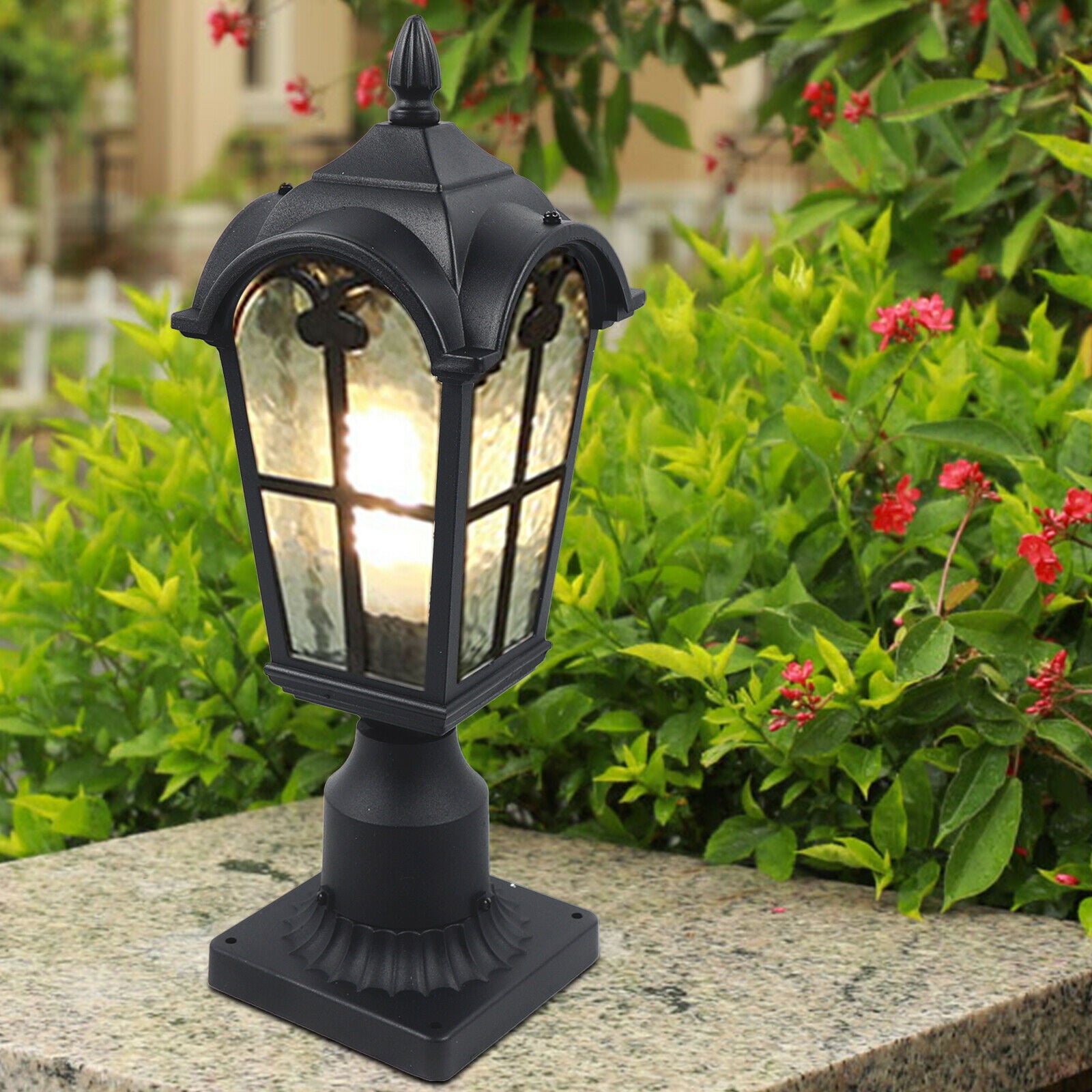 Outdoor Lamp Post Lights Waterproof Exterior Pole Lantern Lighting Fixtures for Garden Patio Yard Pathway Driveway E26 Fixture， Black