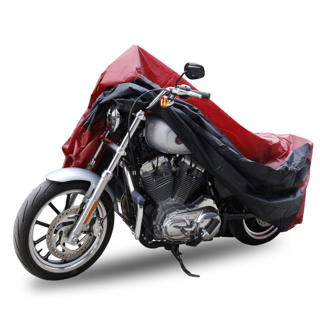 Unique Bargains L 180T Motorcycle Cover Rain Dust Waterproof Red Black Outdoor UV waterproof for Harley Davidson