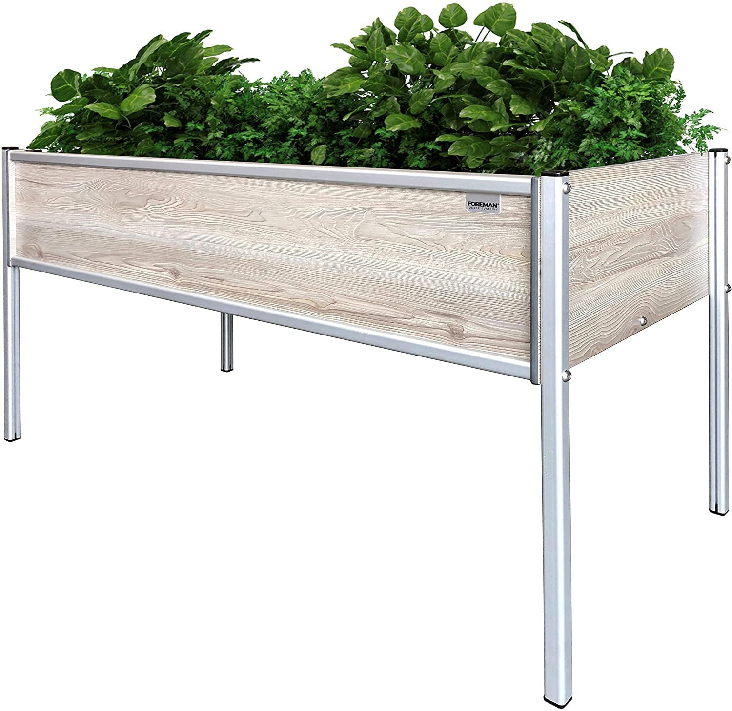 Foreman Raised Garden Bed 48”Lx24”Wx30”H 10 Year Warranty Premium HPL Plastic Wood Grain Aluminum Legs Elevated Planter Box for Backyard Patio Balcony, Callisto