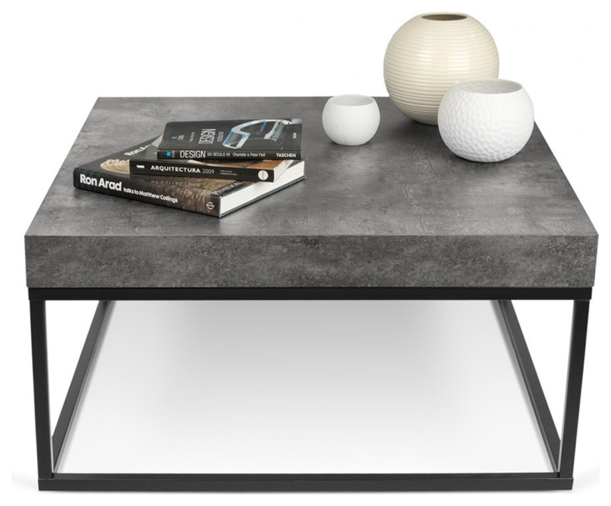 Tema Petra 30X30 Concrete Look Top Black Legs Coffee Table   Industrial   Coffee Tables   by MODTEMPO LLC  Houzz